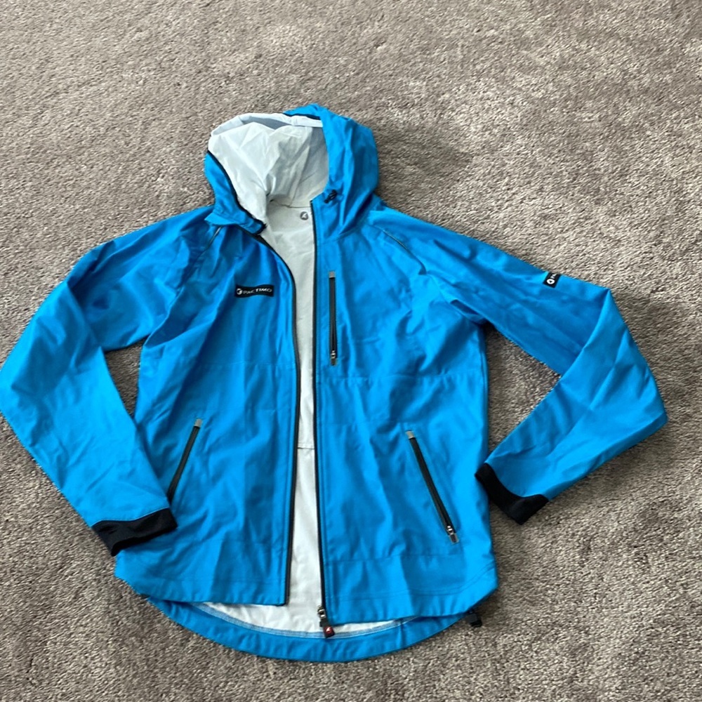 Pactimo Blue Cycling Full Zip Hooded Windbreaker Jacket SIZE S